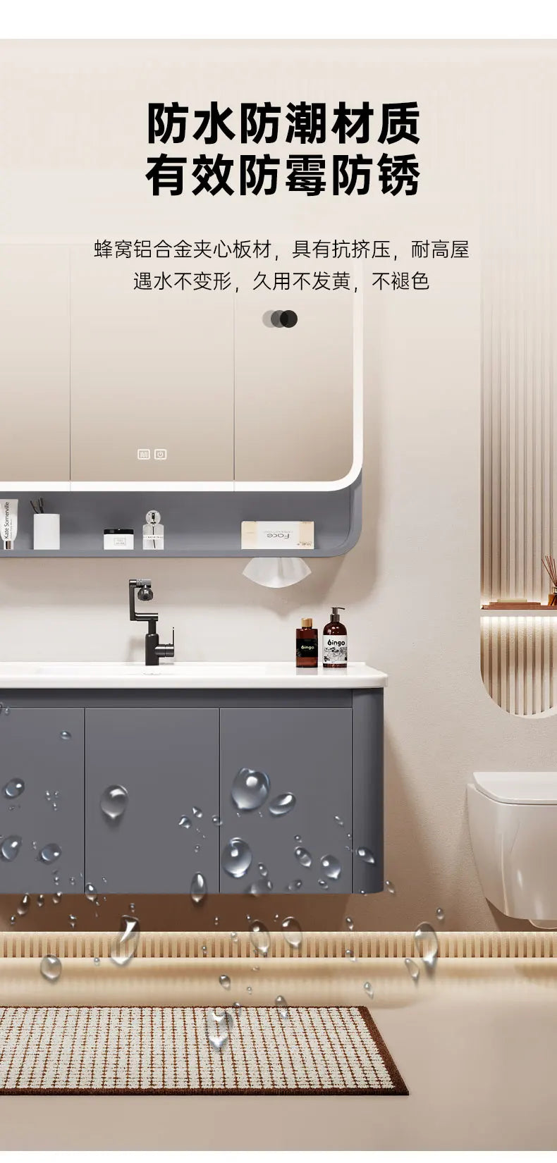 Standing Storage Bathroom Cabinet Shelf Light Mirror Organizer Bathroom Cabinet Vanity Shower Rack Banyo Dolabi Furniture