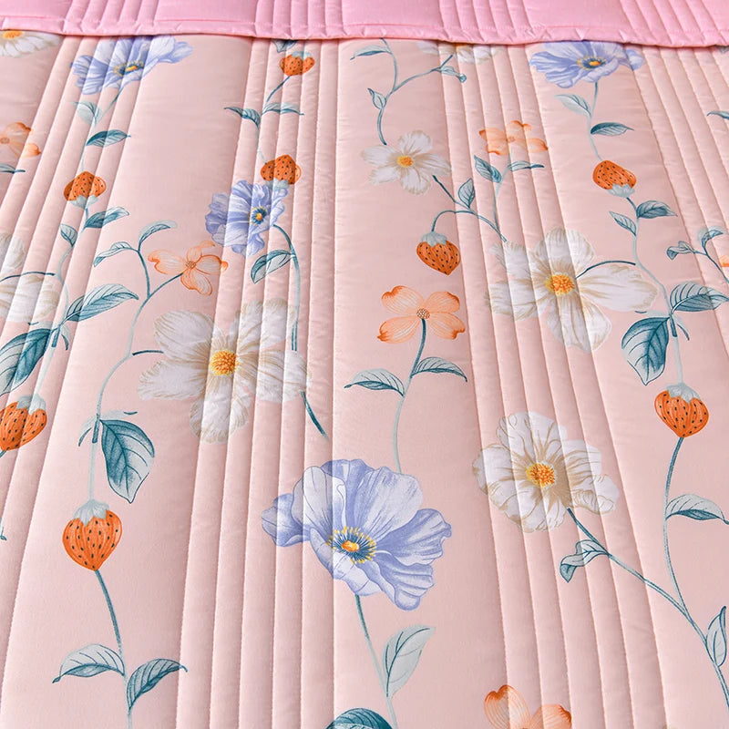 لحاف صيفي من القطن المغسول، لحاف مكيف للهواء، بطانية ناعمة وجيدة التهوية، مفرش سرير مطبوع عليه أوراق رقيقة، غطاء سرير، منسوجات منزلية