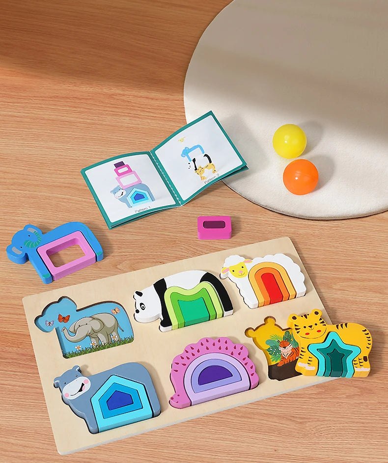 Toddlers 3D Wooden Puzzles Educational Toys Montessori Toys for Kids Educational Games Shape Intelligence Toys Children's Gifts