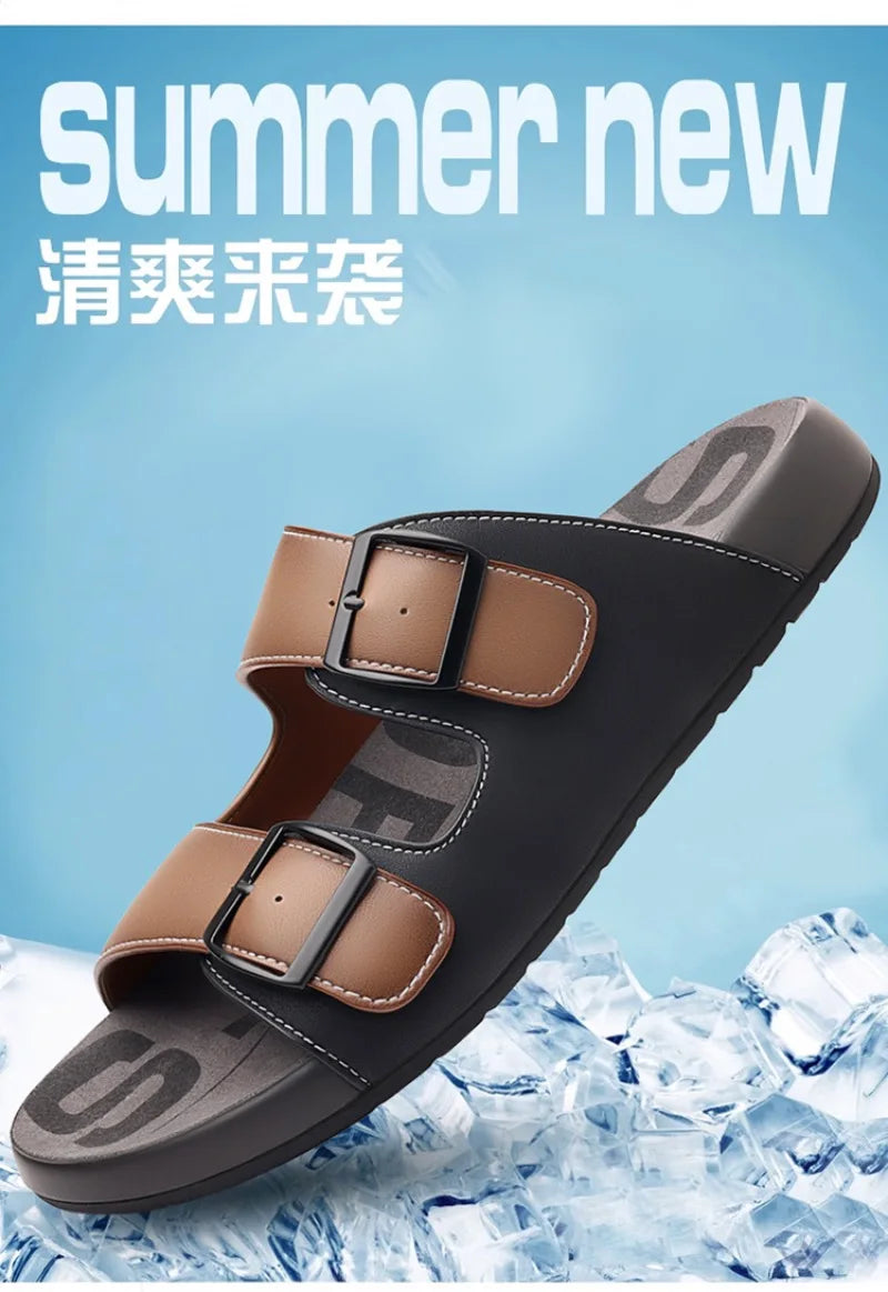 Men's Slippers Original Designer Casual Sandals Luxury Genuine Leather Slippers Outdoor Beach Slippers for Men Summer Flip Flops
