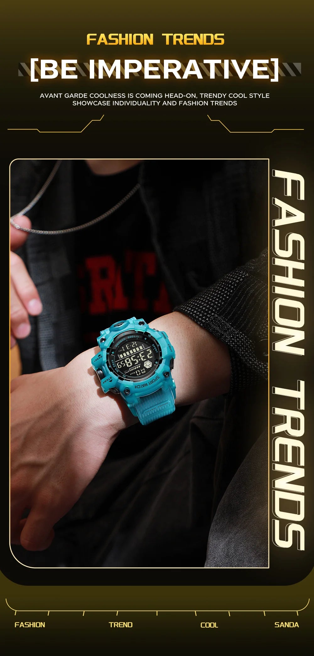 SANDA Outdoor Sports Men Watch Waterproof LED Analog Digital Show Multifunction Big Dial Electronic Wristwatch G style Male Cloc