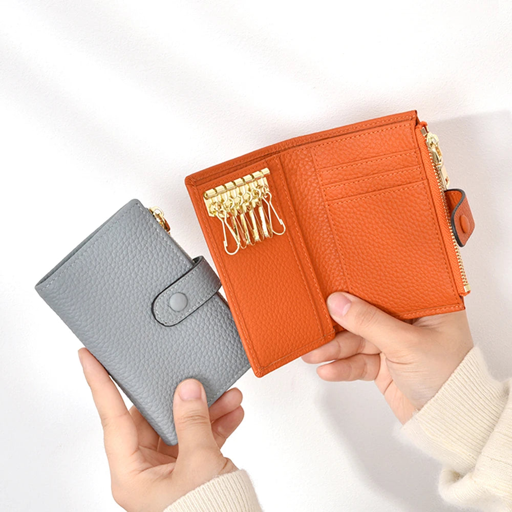 محفظة نقود من الجلد الأصلي للنساء والرجال بتصميم فاخر، حقيبة بطاقات ائتمان قابلة للطي، حروف مخصصة، حقيبة نقود صلبة، محفظة صغيرة