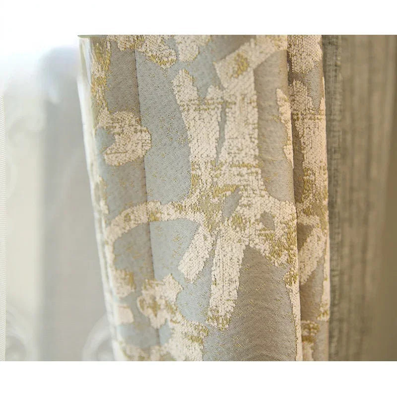 ستائر مخصصة لغرفة المعيشة، بسيطة، مزينة بدانتيل، شينيل أخضر، تطريز، ستارة من التول، قماش عالي الجودة