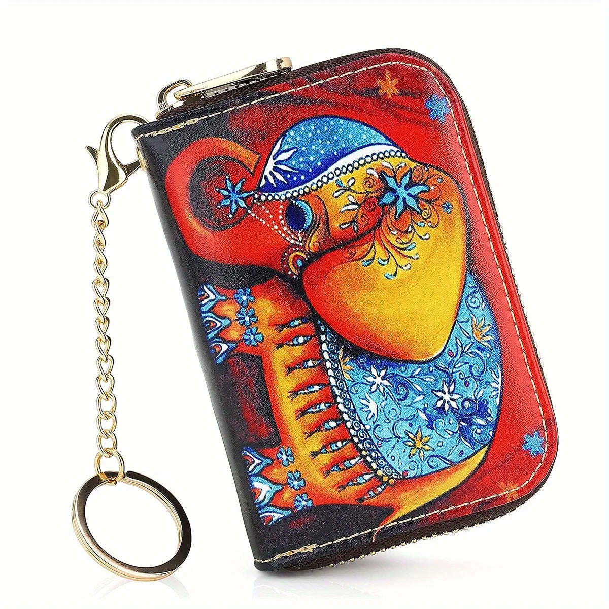 High quality leather Men Women Card Holder Small Zipper Wallet Solid Coin Purse Key Ring Design RFID Business Credit Card Bags