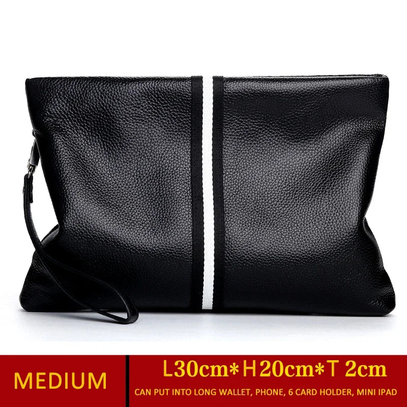 حقيبة يد أصلية من SENOFAN للرجال مخططة من جلد البقر الطبيعي، حقيبة يد رجالية، محفظة بتصميم مظروف، إصدار كوري رائع