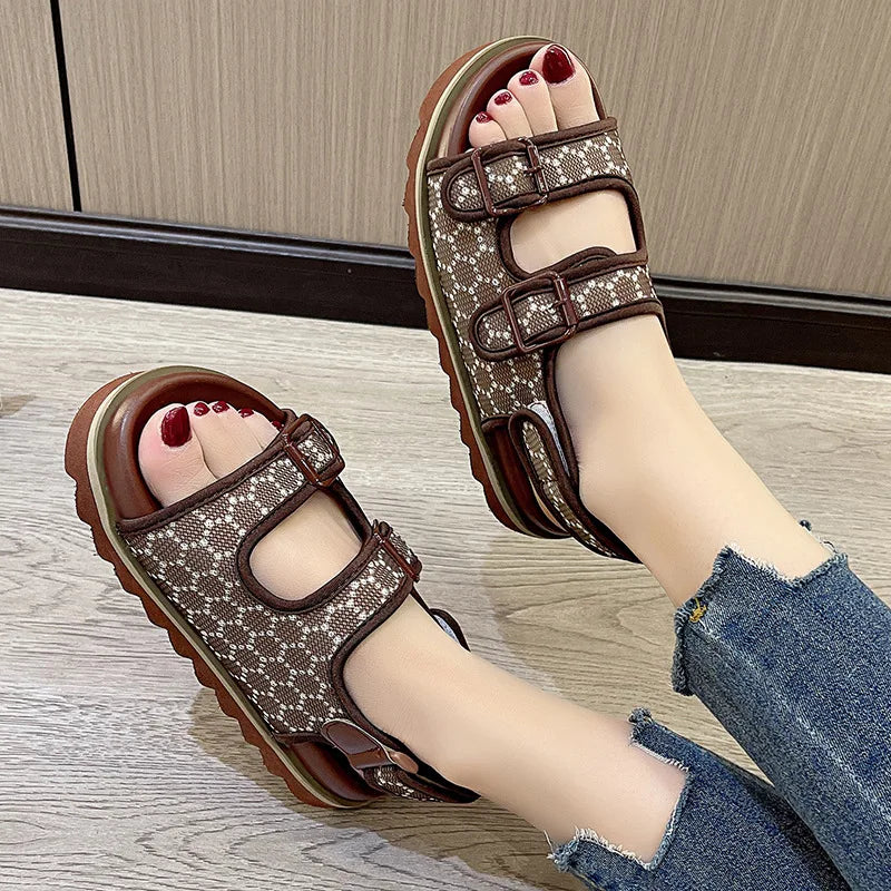Sandal Women's Geometric Slingback Platform Sandals for The Beach Roman Sandal Platform Shoes Outdoor Beach Sandals