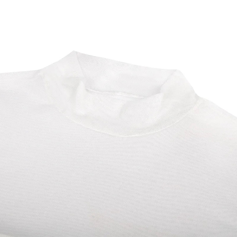 Fashion Trends Women Clothing Corset Top One-Pieces Bodysuit Sexy Long Sleeve See Through Body Feminino Gauze Patchwork Bustier