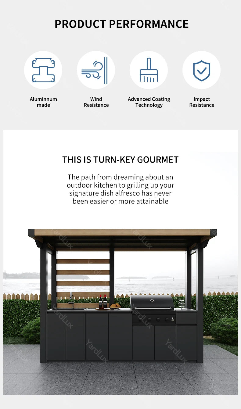 Modern Outdoor Bar and Kitchen Set with BBQ Cabinets Dining Sink and Faucet for Apartment or Mall UsePatio Set Outdoor Furniture