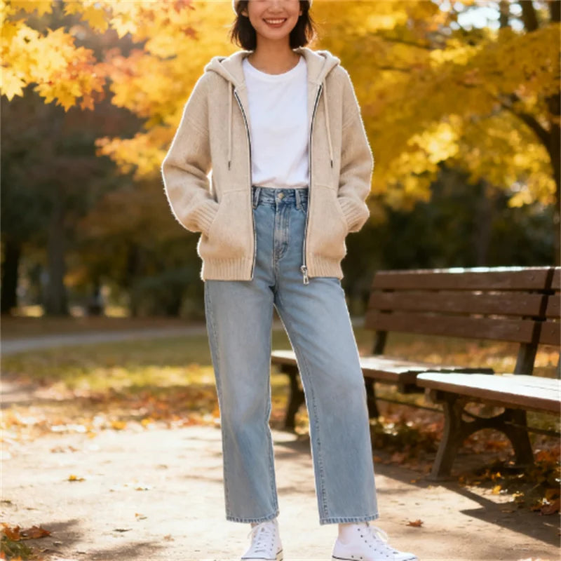 هودي نسائي محبوك جذاب وعصري لخريف 2025