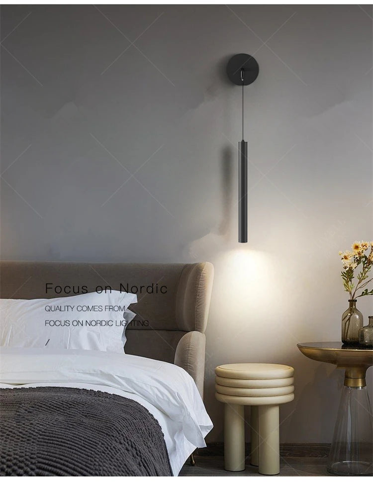 Wall lamp Bedroom bedside lamp Spot lamp Modern simple LED living room TV background wall Eye-protection bedside pendant lamp