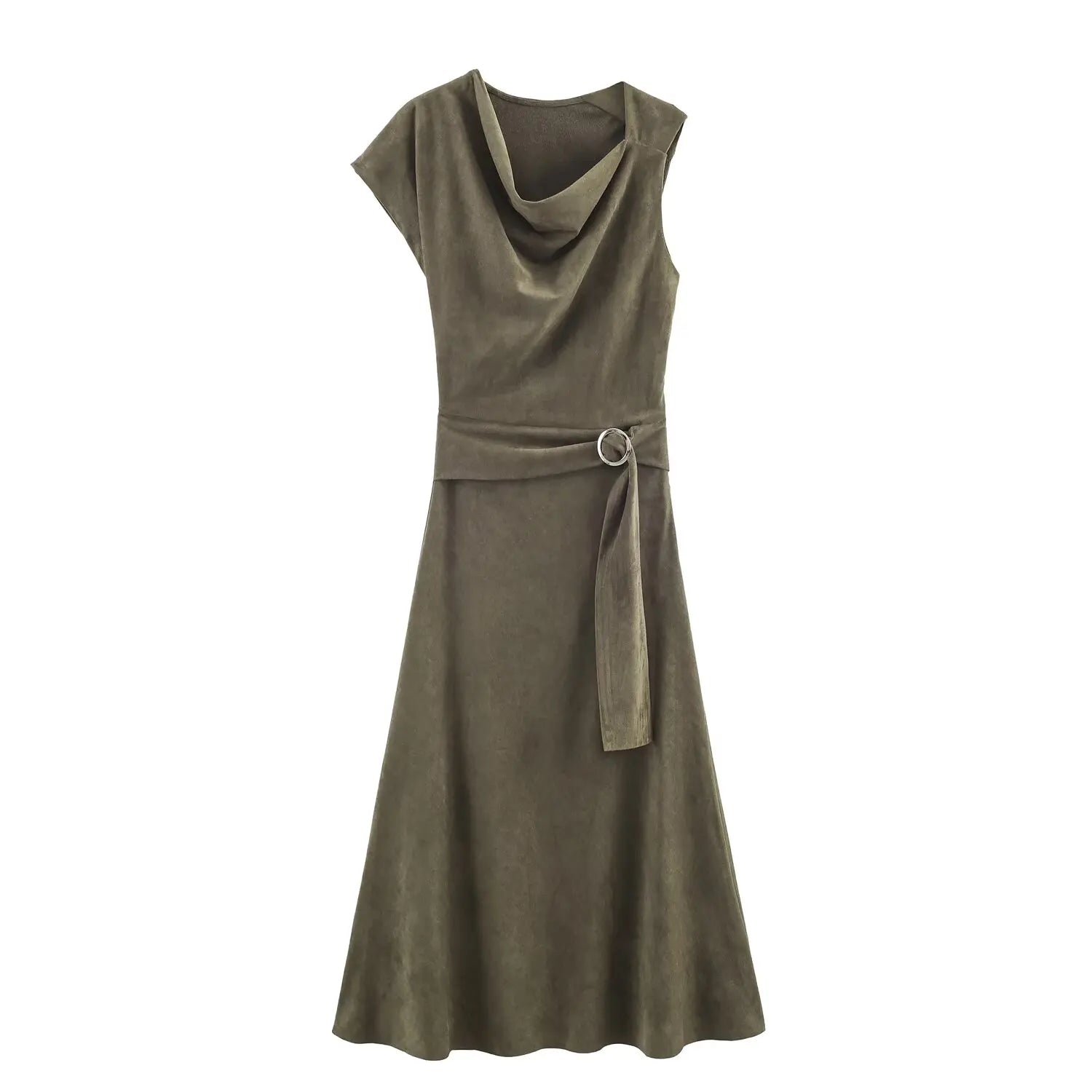 Women's Dress 2025 Spring/Fall New Arrival Women's Fashion Trend Faux Suede Effect Asymmetrical Dress SwiftNest