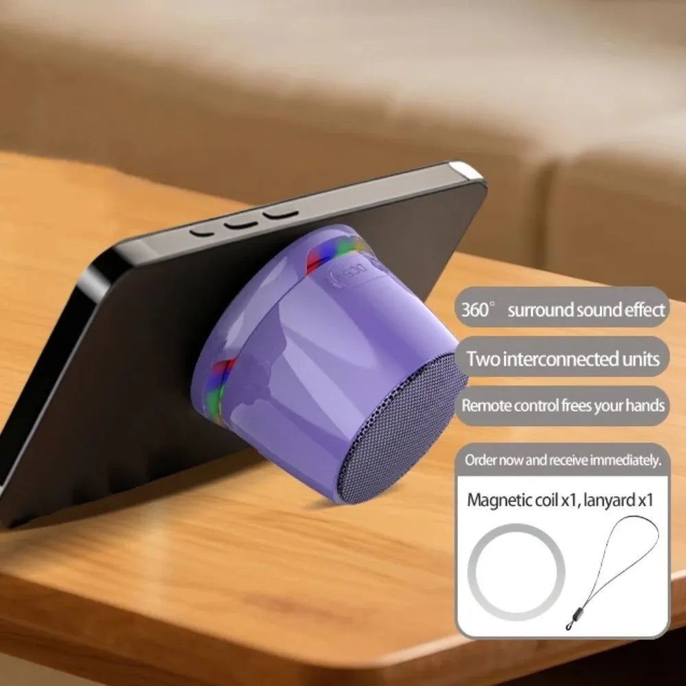 Bluetooth 5.3 Magnetic Mini Speaker Deep Bass HD Sound RGB Light Speaker Anti Lost Compact Design Portable Sound Box Outdoor Use