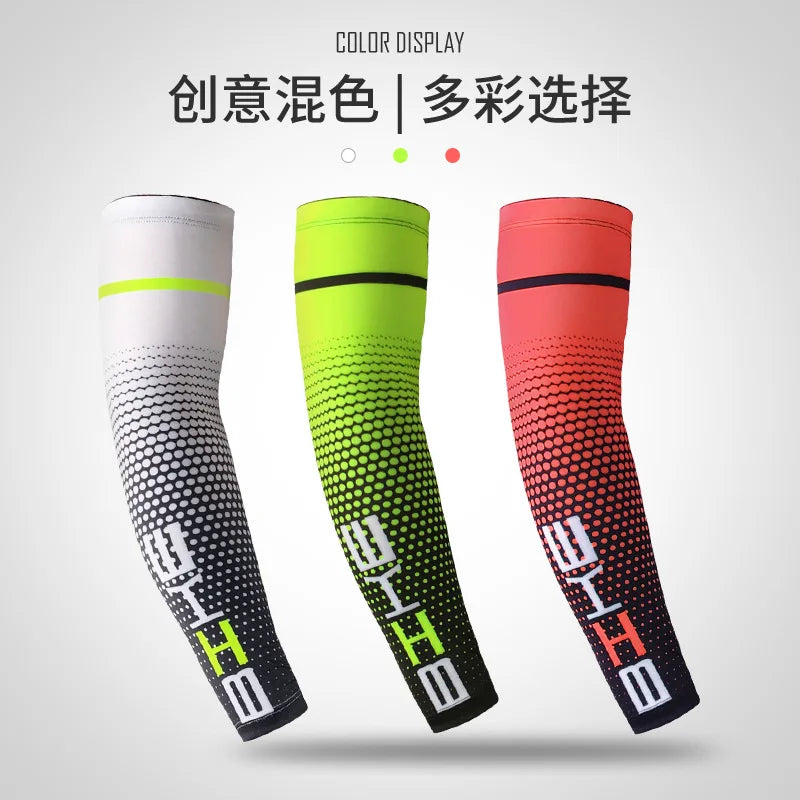 A pair Outdoor sports cycling hiking fishing breathable and high elasticity Lycra fabric protective sleeve sleevelet