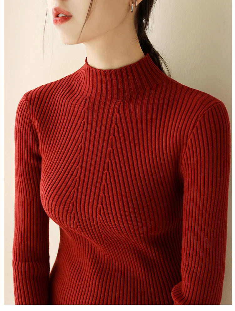 2025 Women Fashion Chic Knitted Tops Autumn Winter Turtleneck Sweater Women Pullovers Long Sleeve Jumper Pull Femme Clothing