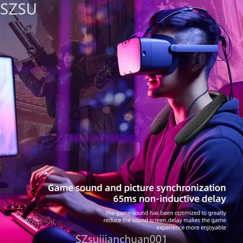 مكبر صوت 5.3 قابل للارتداء ومتوافق مع تقنية البلوتوث مع صوت محيطي ثلاثي الأبعاد وبطارية طويلة للاستخدام في المنزل والمكتب والاستخدام الخارجي