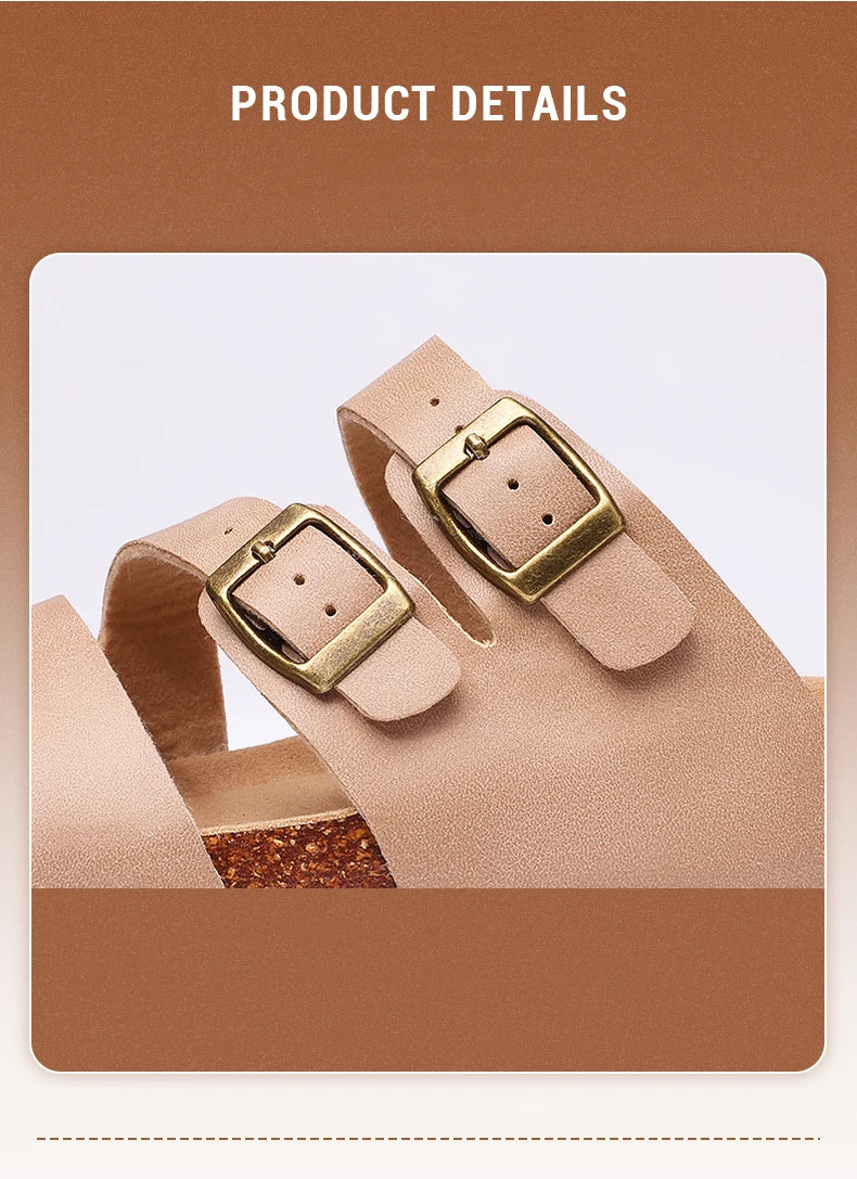 Comwarm Women New Clogs Slippers Summer Fashion Open Toe Beach Shoes With Double Buckle New Cork Footbed Mule Sandals Home Slide