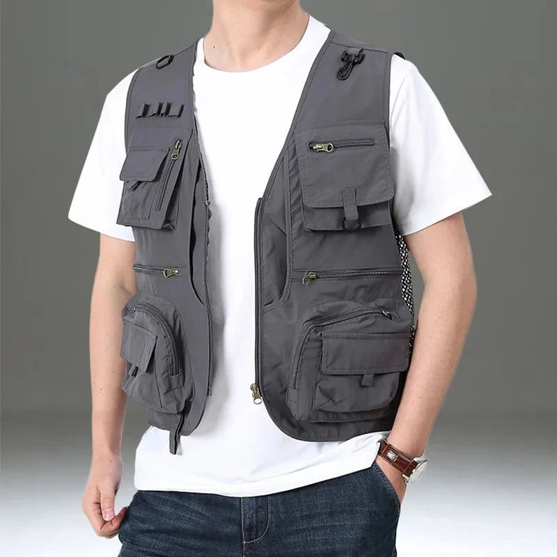 2024 Outdoor Leisure Vest Men's New Multi-Pocket Breathable Outdoor Sports Coat High-Quality Design Leisure Vest Men