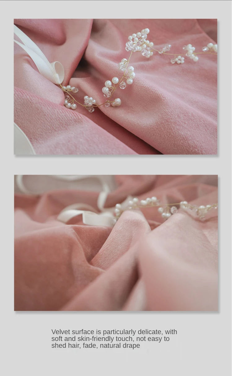 Curtains for Living Room Bedroomt Dirty Pink Curtains Light Luxury Velvet Light-Shielding Flannel Minimalist Curtain Fabric