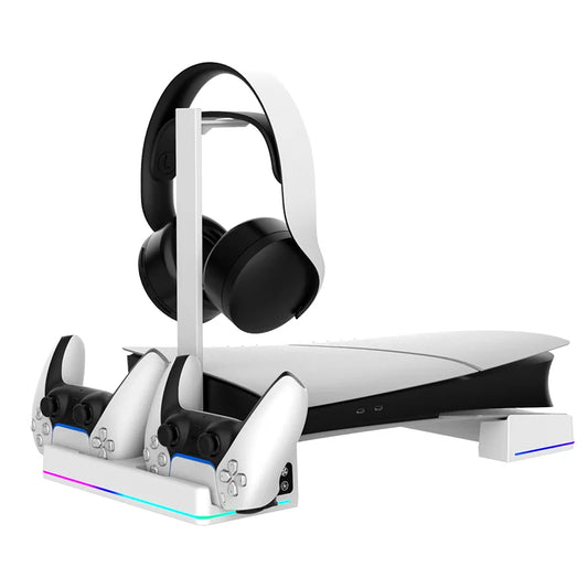 IPEGA Multi-Functional Horizontal Stand for PS5 Slim/Pro Console with Dazzling RGB Colors Equipped with 3 Cooling Fans PG-P5S039