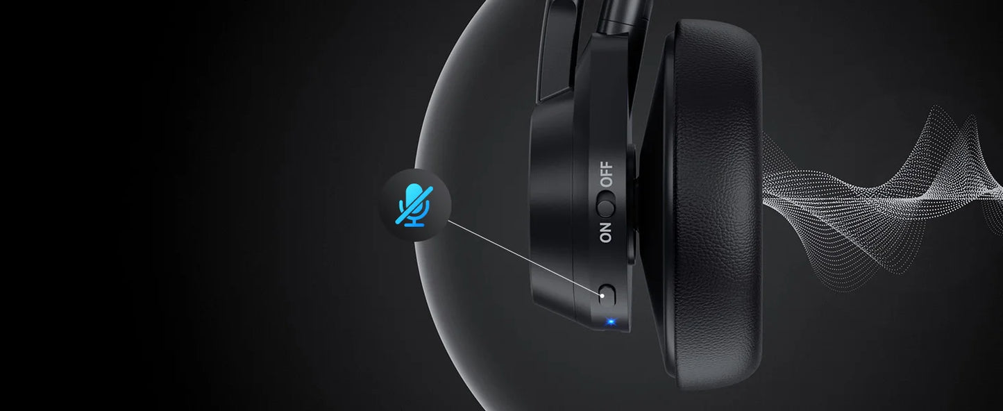 سماعة رأس لاسلكية بتقنية البلوتوث 5.4 مزودة بميكروفون وخاصية إلغاء الضوضاء وتقنية Multipoint Connect وسماعة رأس لاسلكية للعمل