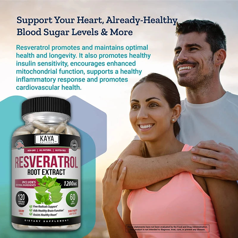 Resveratrol Capsules - Antioxidant Supplement To Support Circulatory Health and Overall Wellness,Promotes Cardiovascular Support