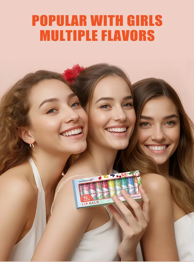 مجموعة أحمر الشفاه 10 قطع، لمسة نهائية طبيعية، عناية مرطبة بالشفاه، لمعان يدوم طويلاً، مناسبة لجميع أنواع البشرة، هدايا العطلات