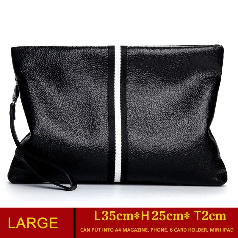 حقيبة يد أصلية من SENOFAN للرجال مخططة من جلد البقر الطبيعي، حقيبة يد رجالية، محفظة بتصميم مظروف، إصدار كوري رائع