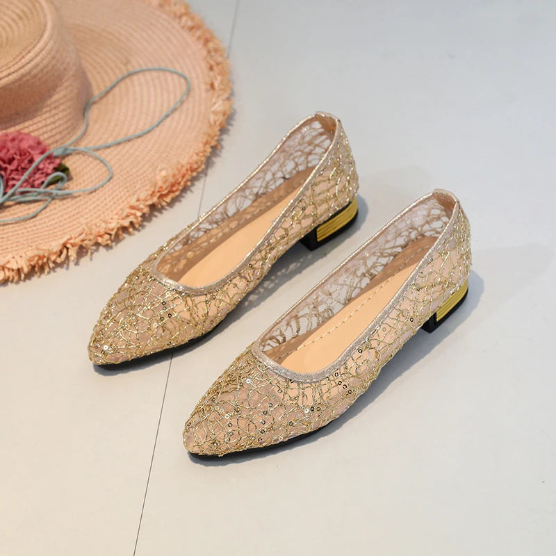 2024 Spring Summer Fashion New Casual Shallow Breathable High Heels Elegant Square Toe Thick Heel Mesh Women's Shoes NO:C1502