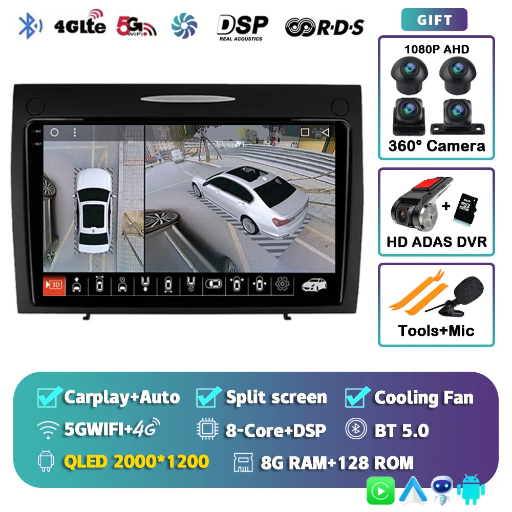 أندرويد 15 لسيارة بنز SLK-Class R171 2004 - 2011 2K QLED راديو السيارة أندرويد مشغل فيديو الوسائط المتعددة نظام تحديد المواقع ستيريو CarPlay وحدة رأس 4G