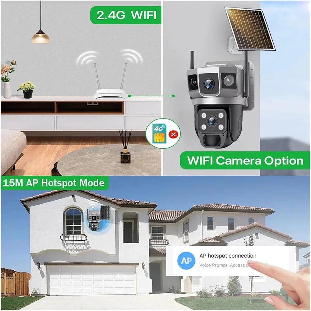 V380pro 12MP 6K WIFI Camera Solar PIR Human Detection Night Vision Waterproof Security Video IP Camara Battery CCTV Monitor