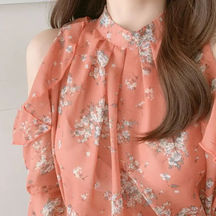 Fashion Woman Off Shoulder Blouse Shirts For Women Stylish Top long Sleeve Female Tops Elegant Chiffon Mujer Woman Clothes SwiftNest