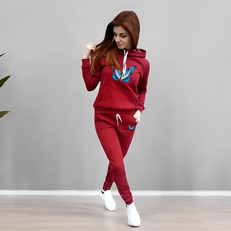 Women's 2 Piece Outfit Set Hoodie Joggers Tracksuit Casual Daily Fashion Autumn Winter Female Home Outdoor Comfort Warm Outfit SwiftNest