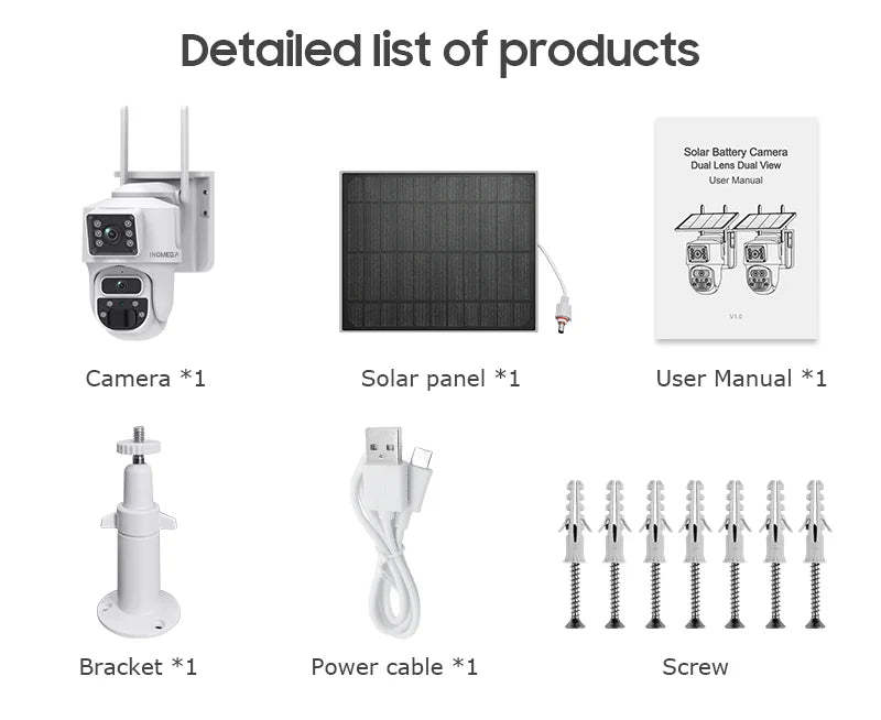 INQMEGA 8MP 4K Solar Wirelesss IP Camera With Battery Outdoor HD 4MP Dual Lens WiFi IP Camara Solar Panel CCTV Security Factroy