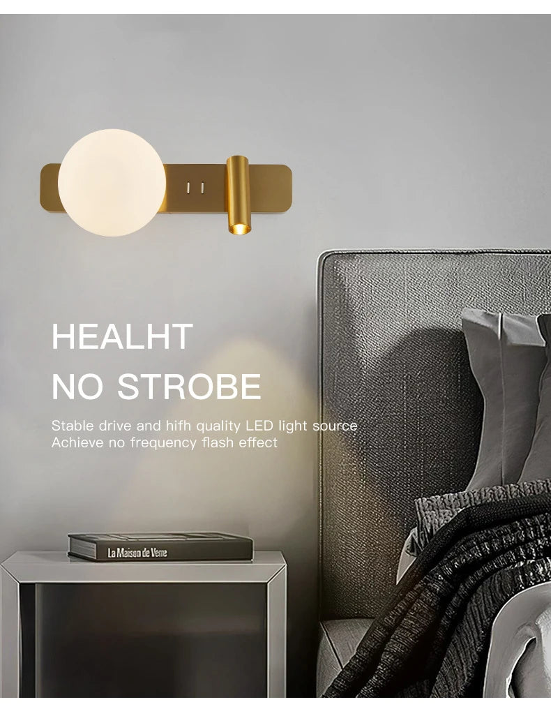 مصباح حائط LED بجانب السرير في غرفة النوم، مصباح حائط بسيط إبداعي قابل للتعديل، ممرات غرفة المعيشة الحديثة، أريكة، خلفية تلفزيون، أضواء جدارية