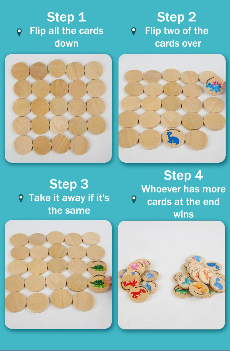 لعبة خشبية للأطفال، لعبة أحجية مطابقة الديناصور، لعبة مونتيسوري التعليمية للأطفال