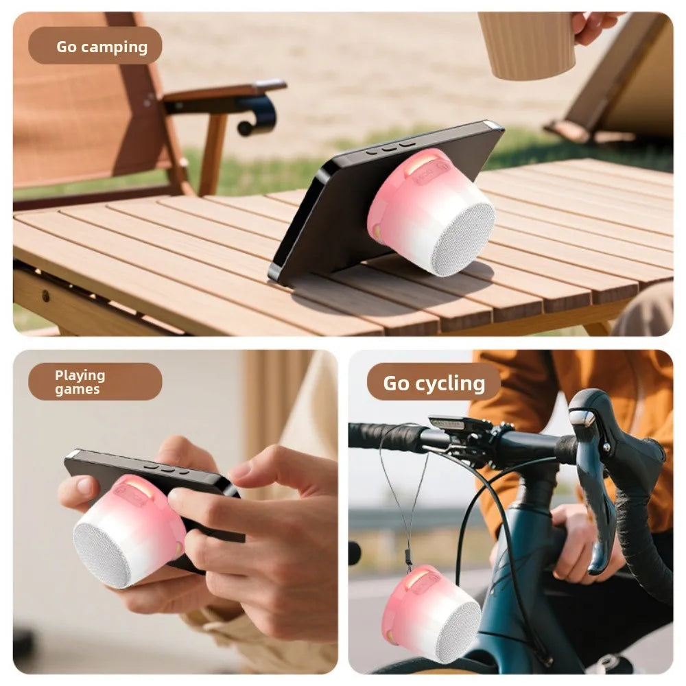 Bluetooth 5.3 Magnetic Mini Speaker Anti Lost HD Sound RGB Light Speaker Deep Bass Compact Design Portable Sound Box Outdoor Use
