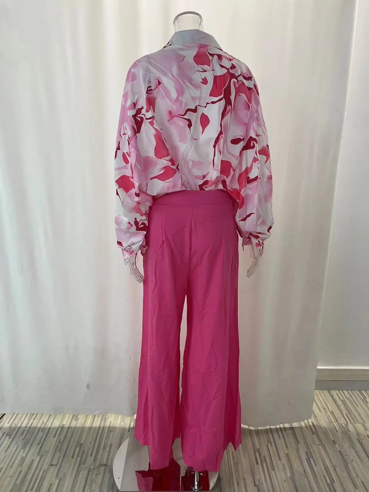 Fashion Casual Set Women 2024 Tops Shirt Elegant Wide Leg Pants Set Sense Of Design Printed Bell Sleeve Shirt Wide Leg Pants SwiftNest