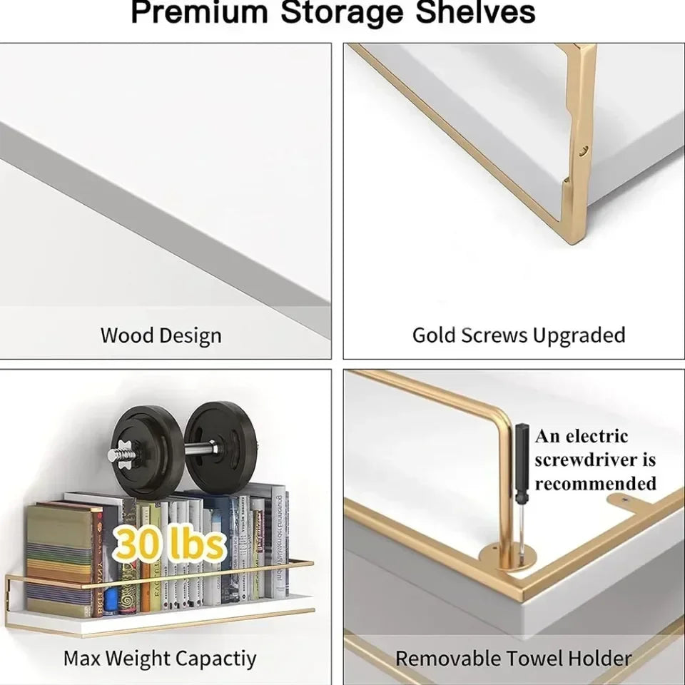 Bathroom Shelving Wooden Towel Rack Toilet Cosmetics and Toiletries Storage Kitchen Display Rack  Wall Mounted Storage Holder