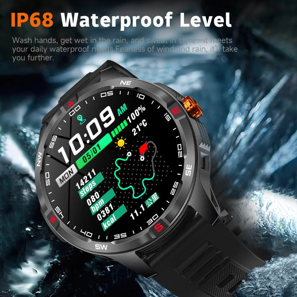 Outdoor Sports Smart Watch Men 1100mAh Large Battery Bluetooth Call 100+ Sports Modes Compass Waterproof Health Sport SmartWatch