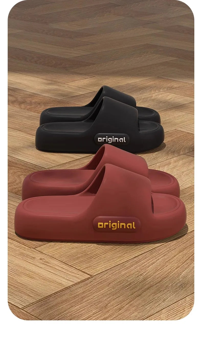 New Summer Platform Cloud Slippers Women Comfy Solid Color Soft Sole EVA Pillow Slides Woman Couple Non Slip Beach Flip Flops