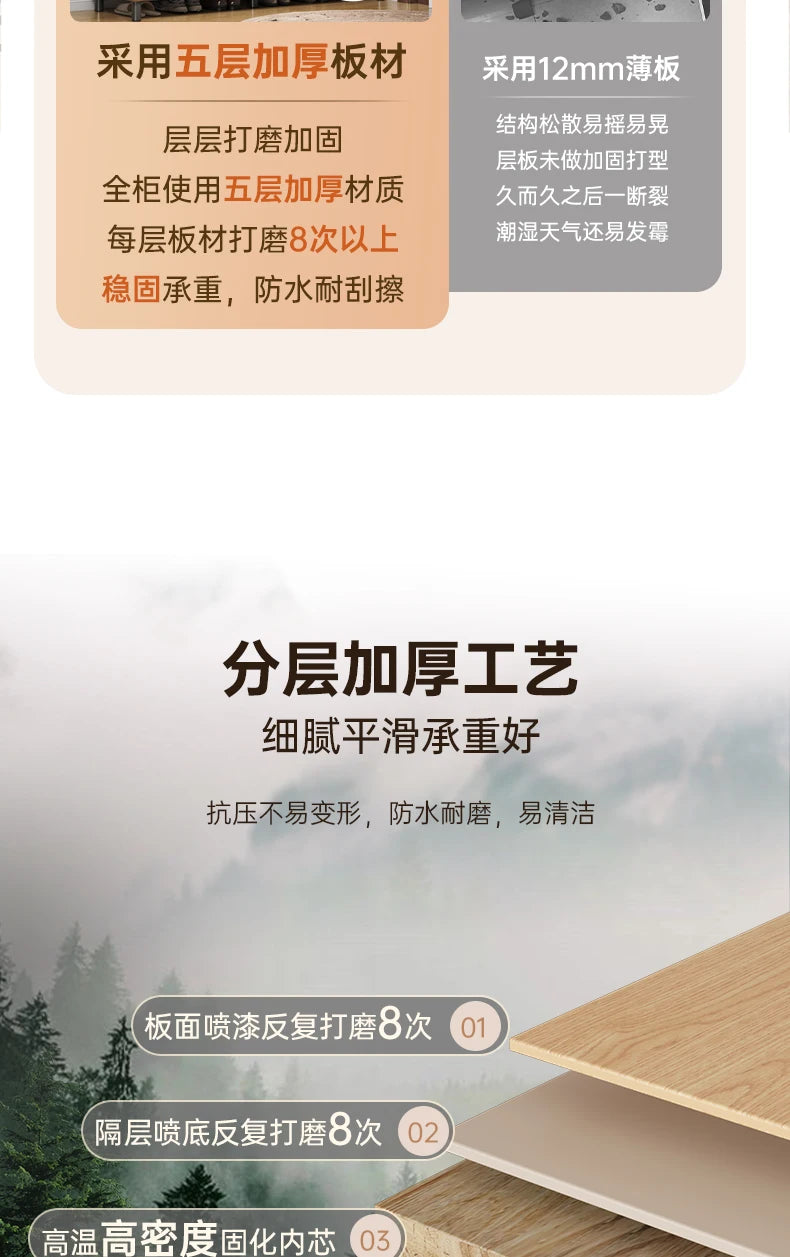 Home Shoe Cabinet Home Door Indoor Storage Cabinet Integrated Against The Wall New Chinese Storage Porch Cabinet Large Capacity