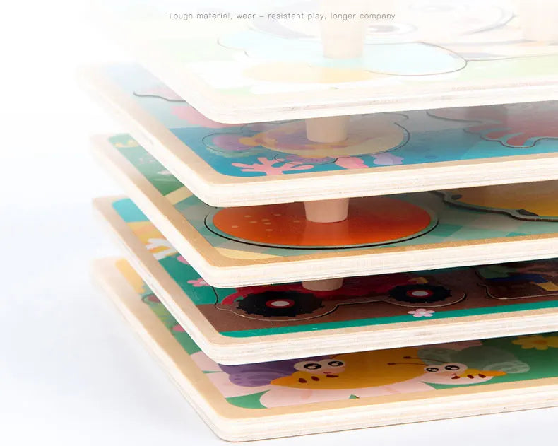 ألعاب أطفال ألغاز مونتيسوري الخشبية ألعاب أطفال لوحة الإمساك باليد حيوانات ألعاب تعليمية تعليمية للأطفال من عمر 1 إلى 3 سنوات