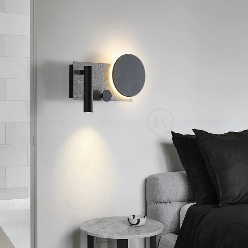 Bedroom bedside wall lamp with switch and spotlight, simple and modern Nordic creative personality, adjustable angle wall lamp