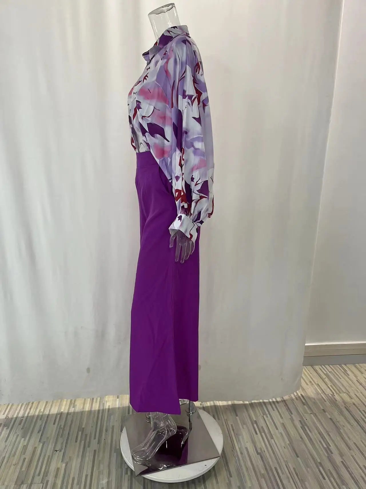 Fashion Casual Set Women 2024 Tops Shirt Elegant Wide Leg Pants Set Sense Of Design Printed Bell Sleeve Shirt Wide Leg Pants SwiftNest