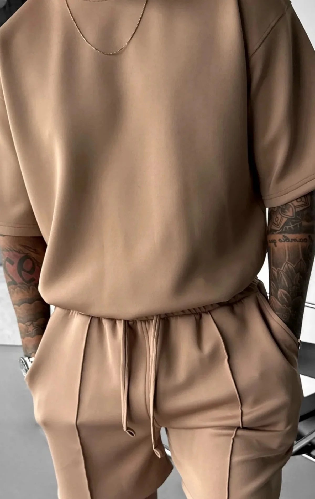 Men 2025 summer fashion sports design sense simple casual solid color quick drying short-sleeved T-shirt trend clothes