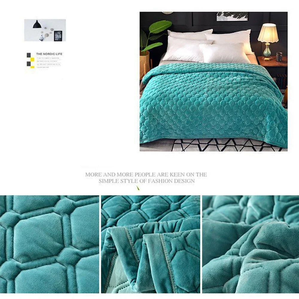 Home Textiles Flannel Bedspread Geometric Quilted Bed Linens Bedspreads for Winter Warm Flat Sheet Blanket Cover Coverlet 이불 이불