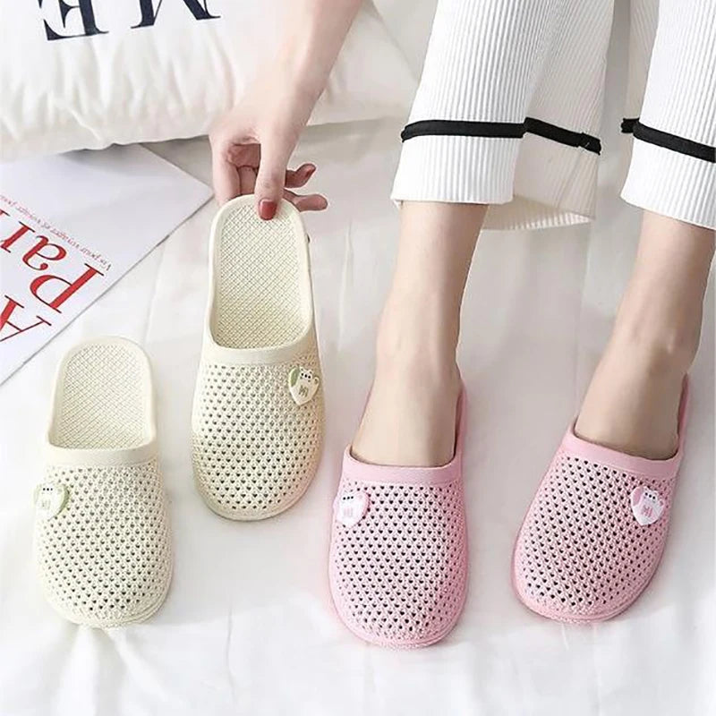 Fashionable Candy Color Hollow Toe Flat Non-Slip Waterproof Casual Slippers