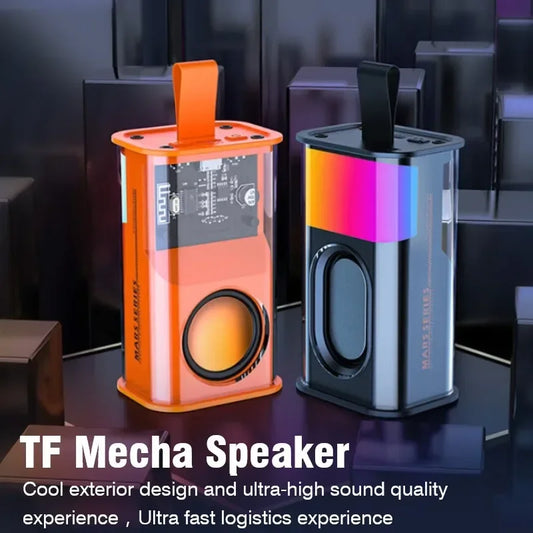 Bluetooth Speaker New Transparent Mech Audio TWS Two-Machine interconnection Rhythm Breathing Light 360° Stereo Surround