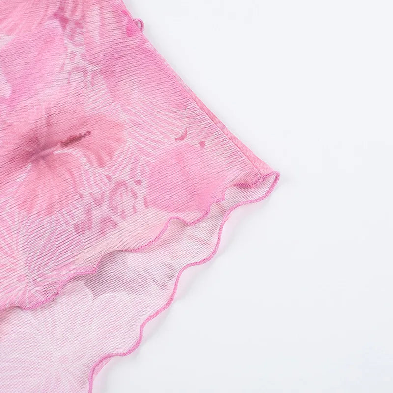 Floral Print Sexy Tops For Women Fashion Edgy Clothes Y2k Accessories Spaghetti Strap Crop Top Chiffon Camison Verano Ropa Mujer SwiftNest