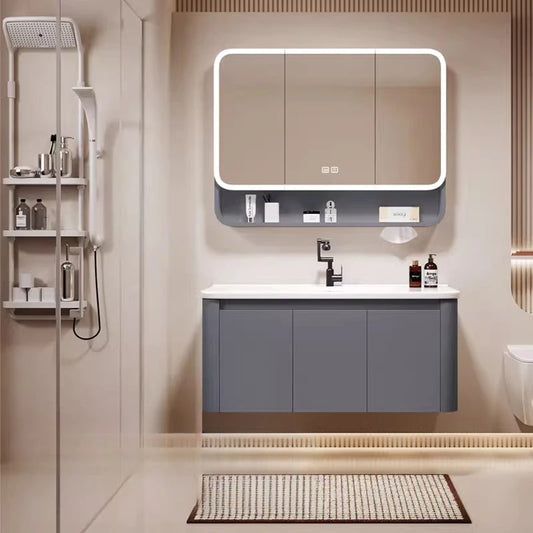 Standing Storage Bathroom Cabinet Shelf Light Mirror Organizer Bathroom Cabinet Vanity Shower Rack Banyo Dolabi Furniture